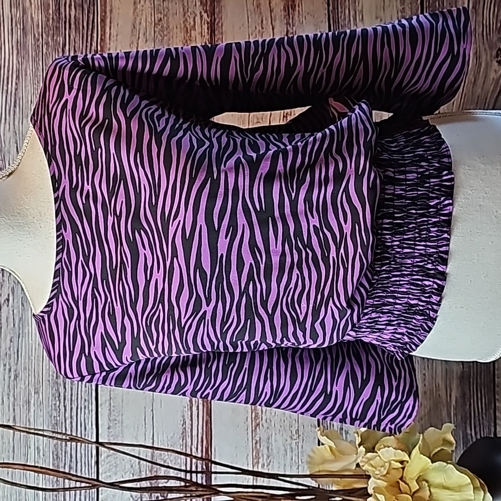 NEW MICHAEL MICHAEL KORS FLAWED PURPLE ZEBRA PRINT 3/4 SLEEVE BANDED TOP BLOUSE - Picture 1 of 14